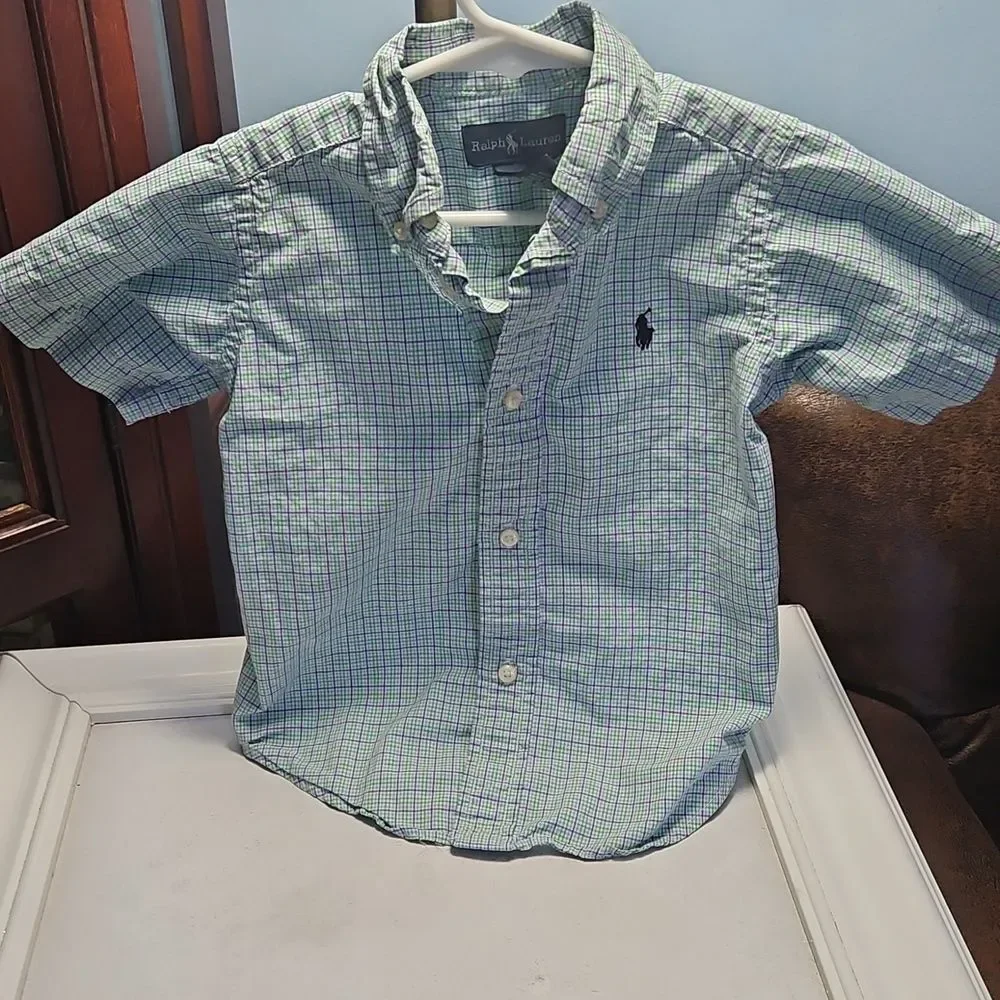 Ralph Lauren Kids Green Checkered Shirt Size 2T